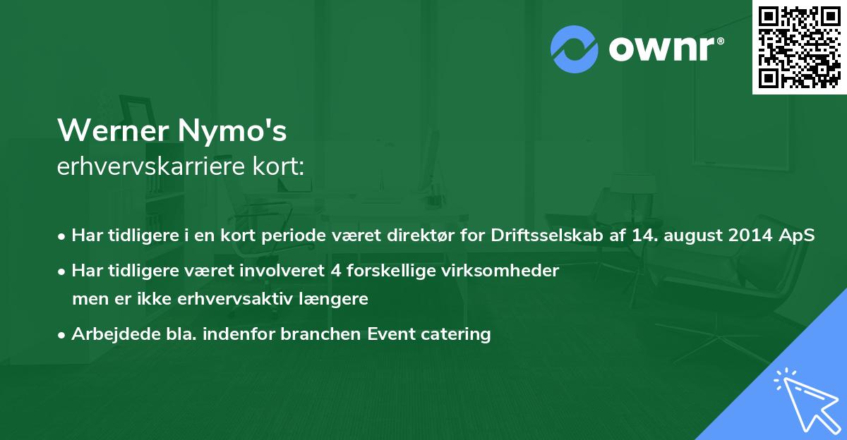 Werner Nymo's erhvervskarriere kort