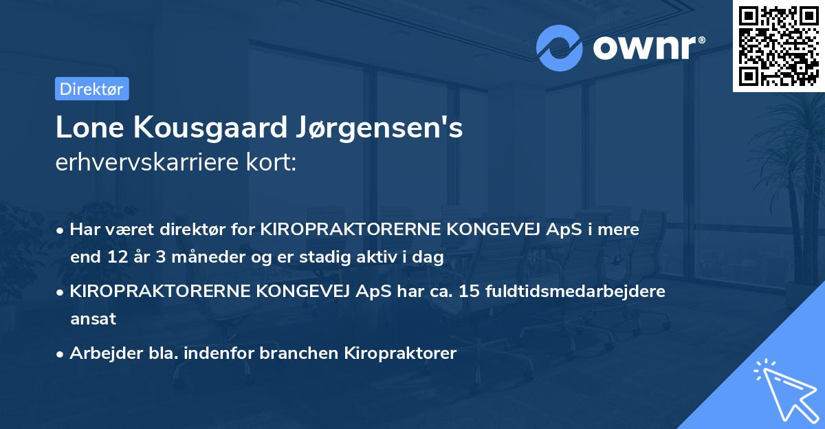 Lone Kousgaard Jørgensen's erhvervskarriere kort