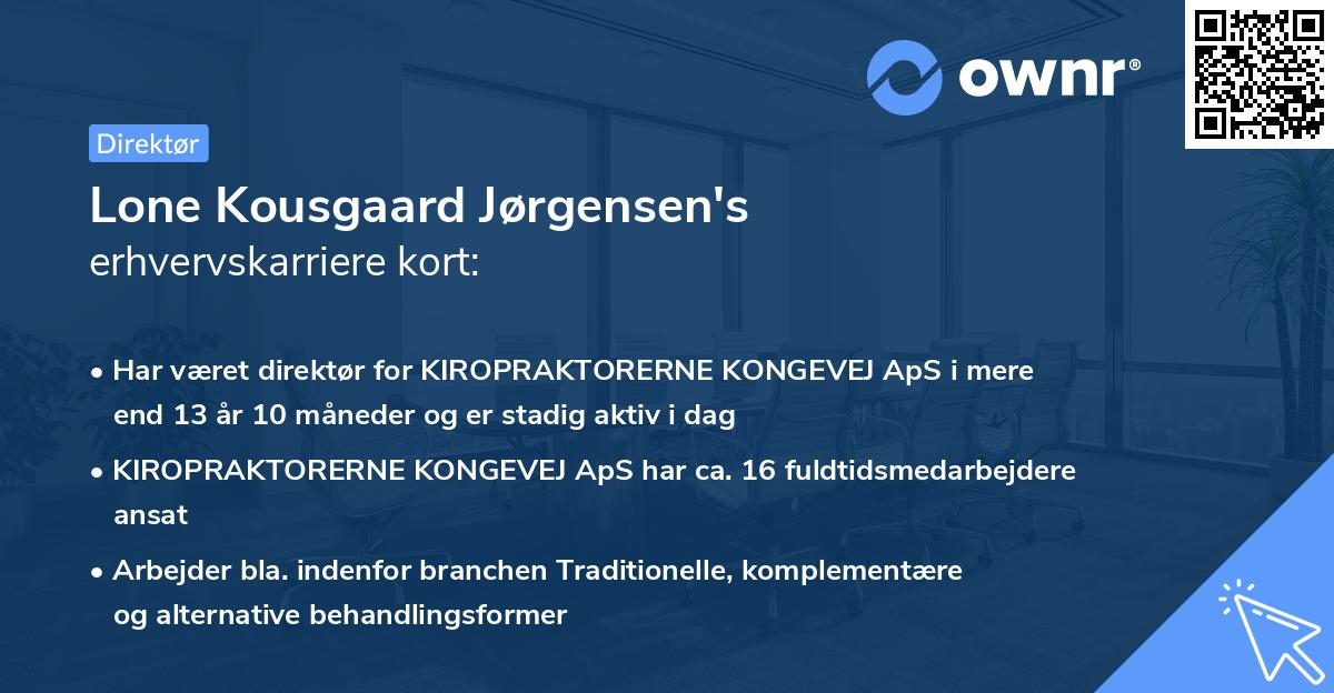 Lone Kousgaard Jørgensen's erhvervskarriere kort