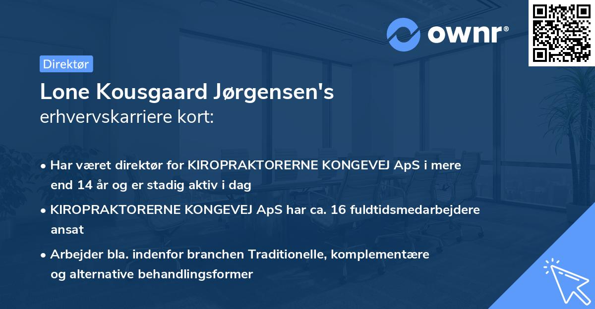 Lone Kousgaard Jørgensen's erhvervskarriere kort