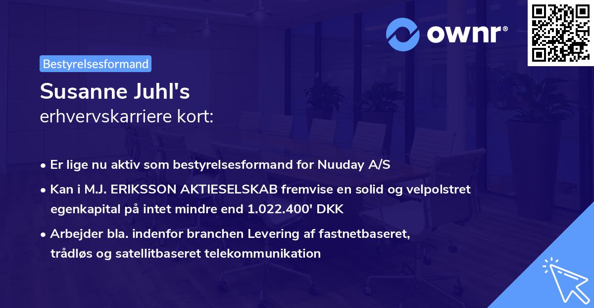 Susanne Juhl's erhvervskarriere kort