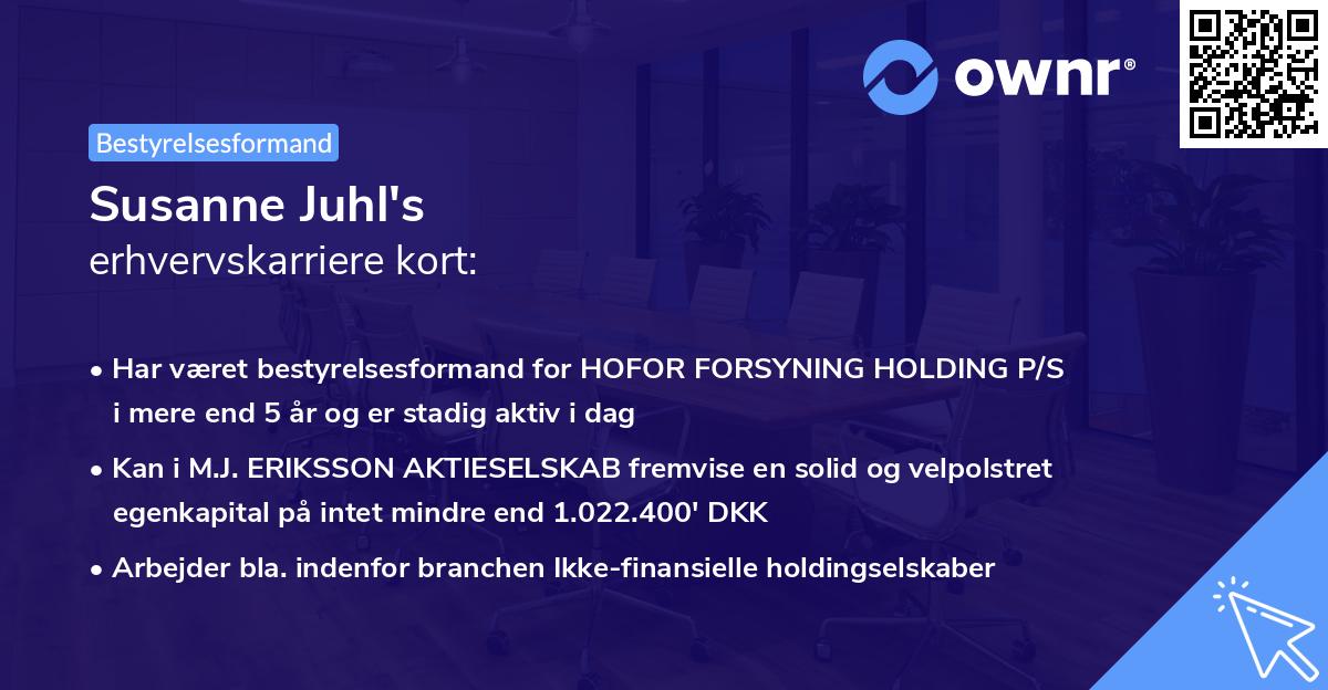 Susanne Juhl's erhvervskarriere kort