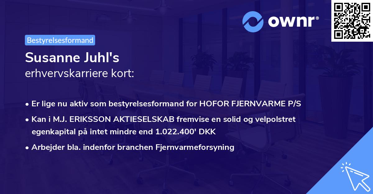 Susanne Juhl's erhvervskarriere kort