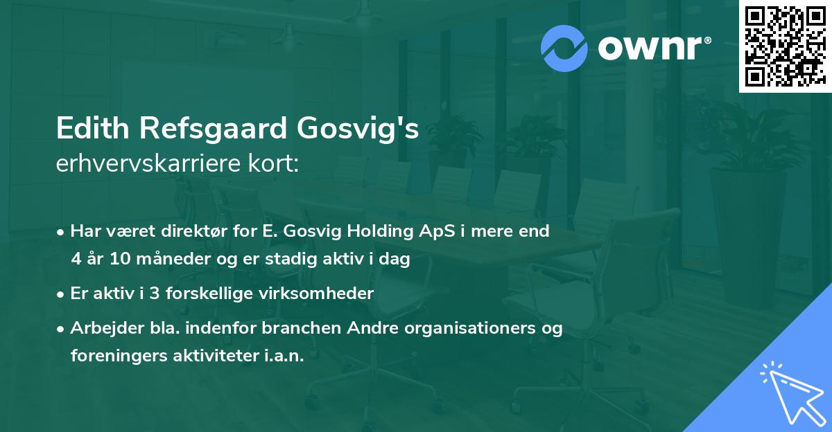 Edith Refsgaard Gosvig's erhvervskarriere kort