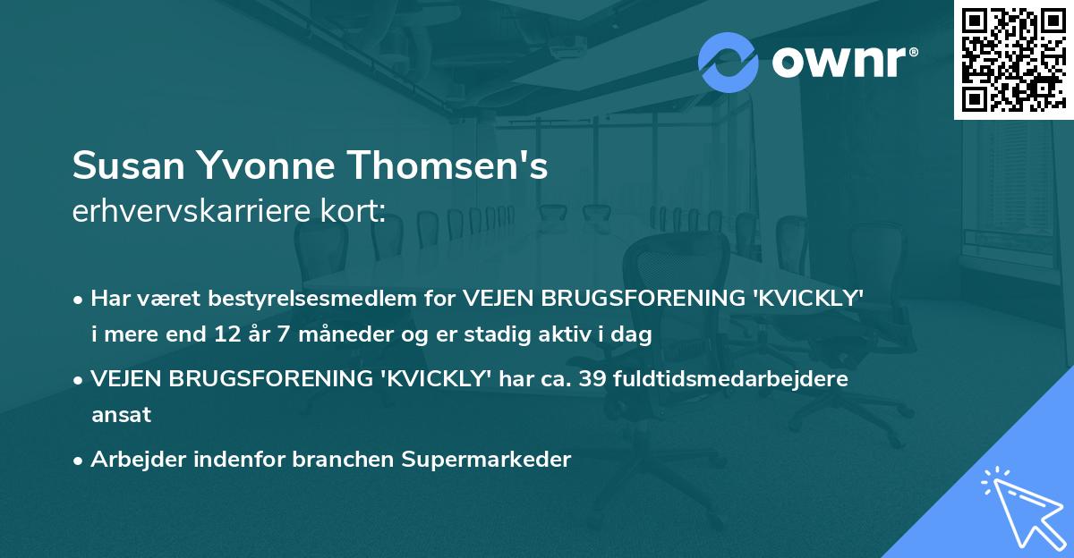 Susan Yvonne Thomsen's erhvervskarriere kort