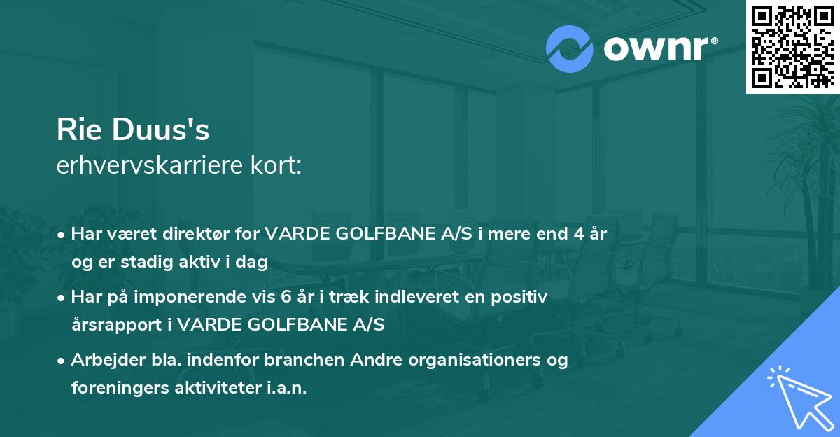 Rie Duus's erhvervskarriere kort