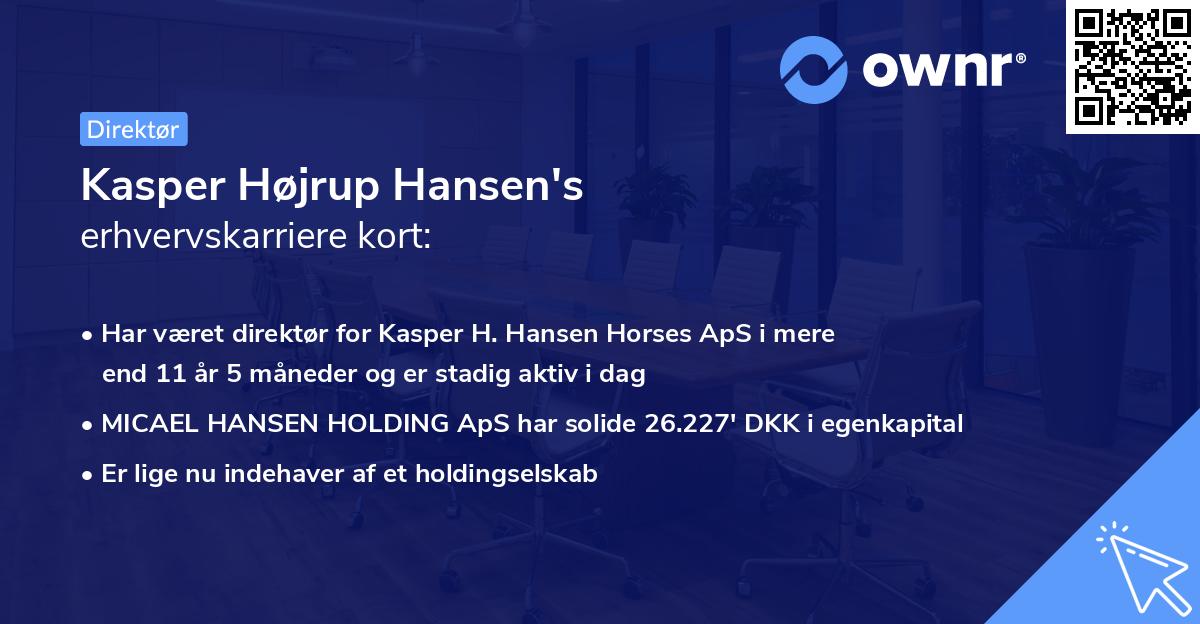 Kasper Højrup Hansen's erhvervskarriere kort