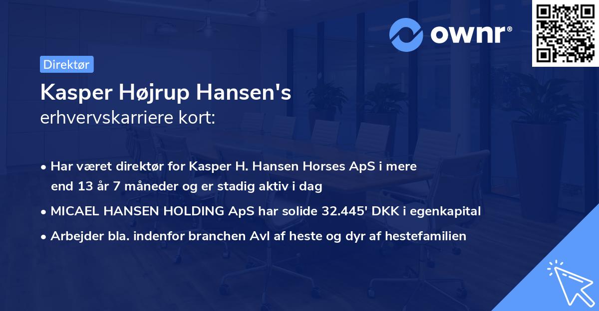 Kasper Højrup Hansen's erhvervskarriere kort