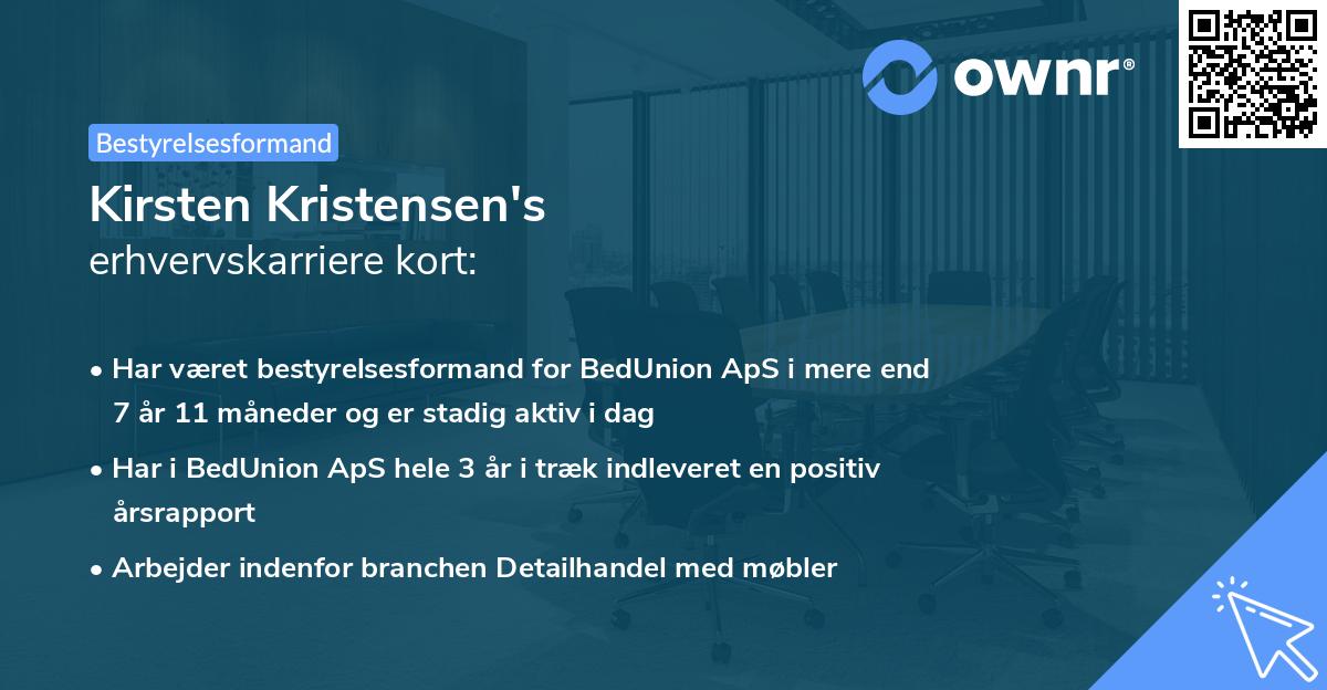 Kirsten Kristensen's erhvervskarriere kort