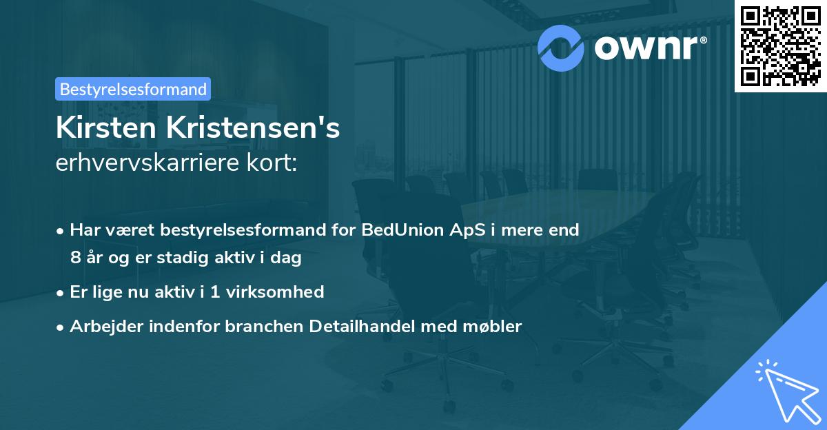 Kirsten Kristensen's erhvervskarriere kort