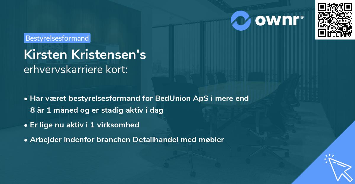 Kirsten Kristensen's erhvervskarriere kort