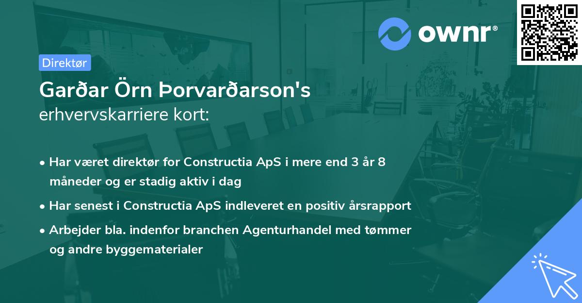 Garðar Örn Þorvarðarson's erhvervskarriere kort