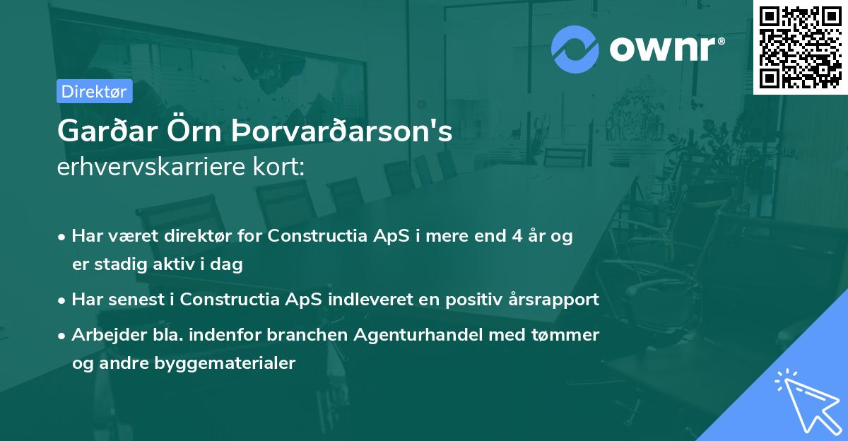 Garðar Örn Þorvarðarson's erhvervskarriere kort