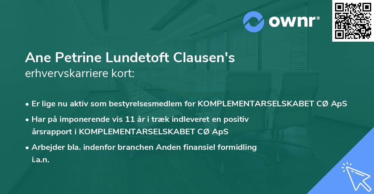 Ane Petrine Lundetoft Clausen's erhvervskarriere kort