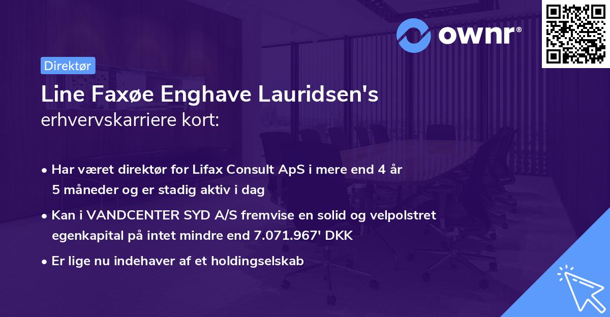 Line Faxøe Enghave Lauridsen's erhvervskarriere kort