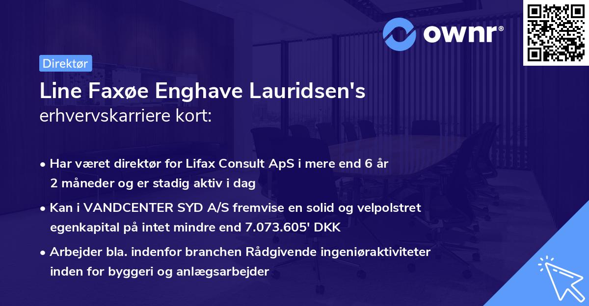 Line Faxøe Enghave Lauridsen's erhvervskarriere kort