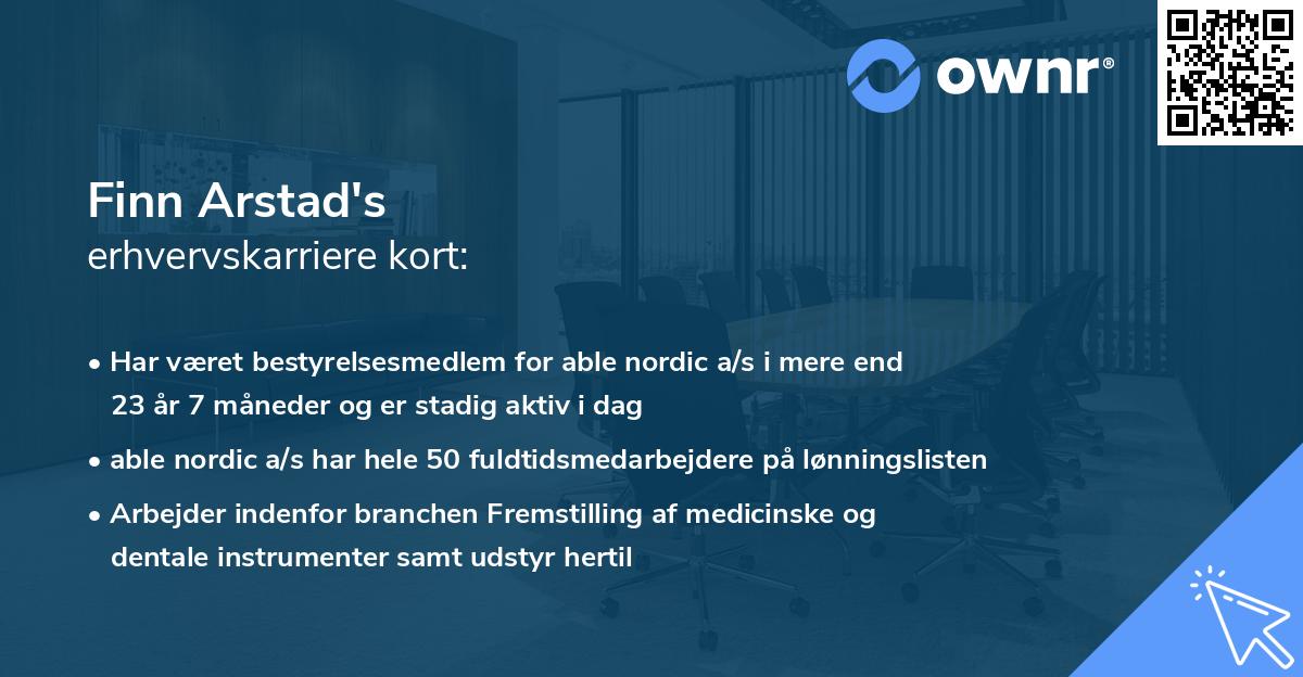 Finn Arstad's erhvervskarriere kort