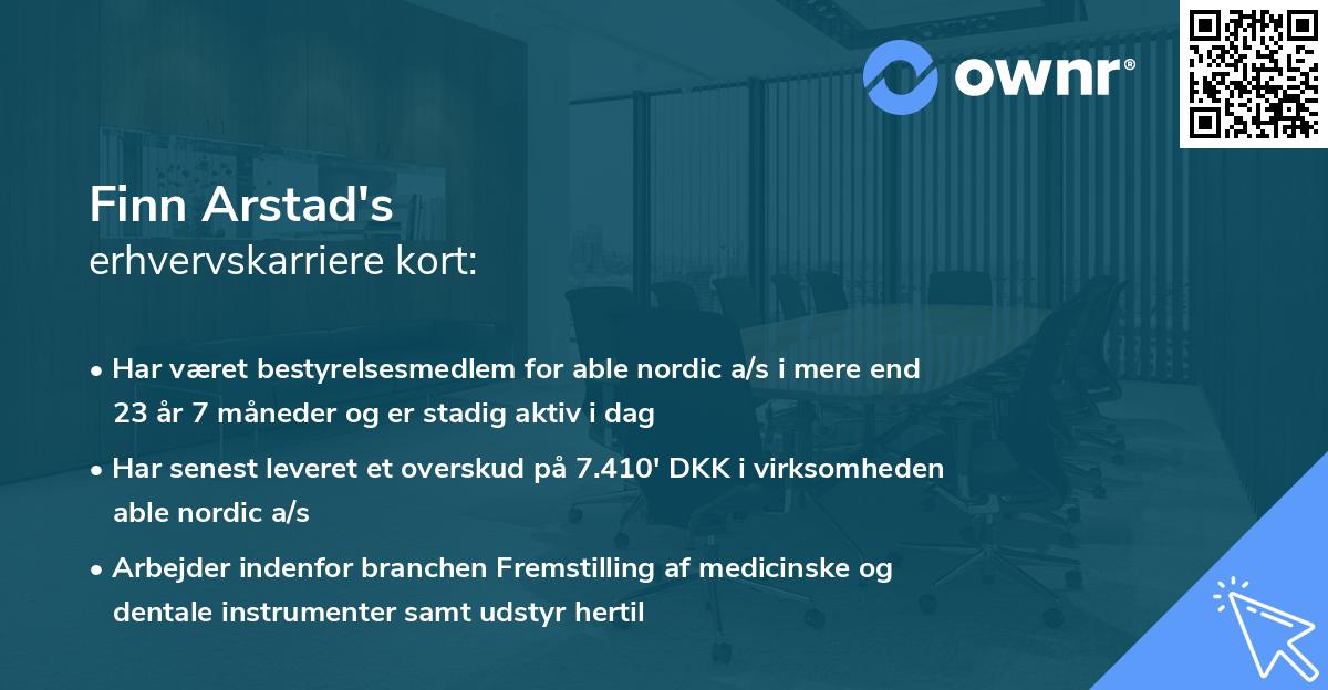 Finn Arstad's erhvervskarriere kort