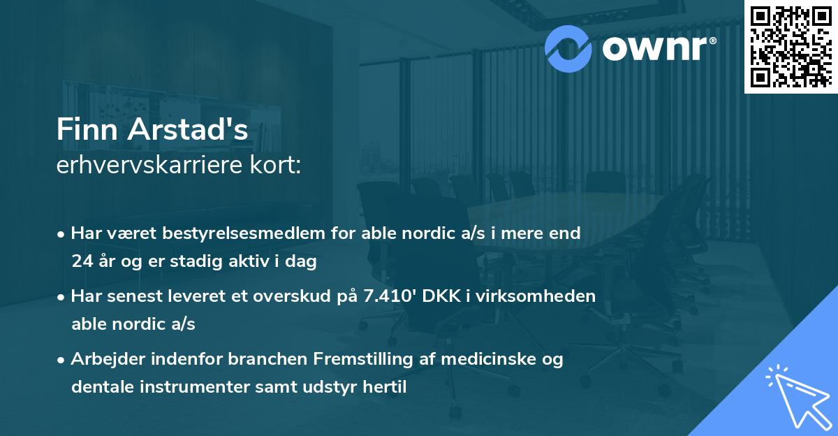 Finn Arstad's erhvervskarriere kort