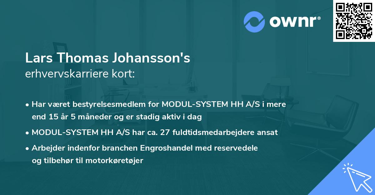 Lars Thomas Johansson's erhvervskarriere kort