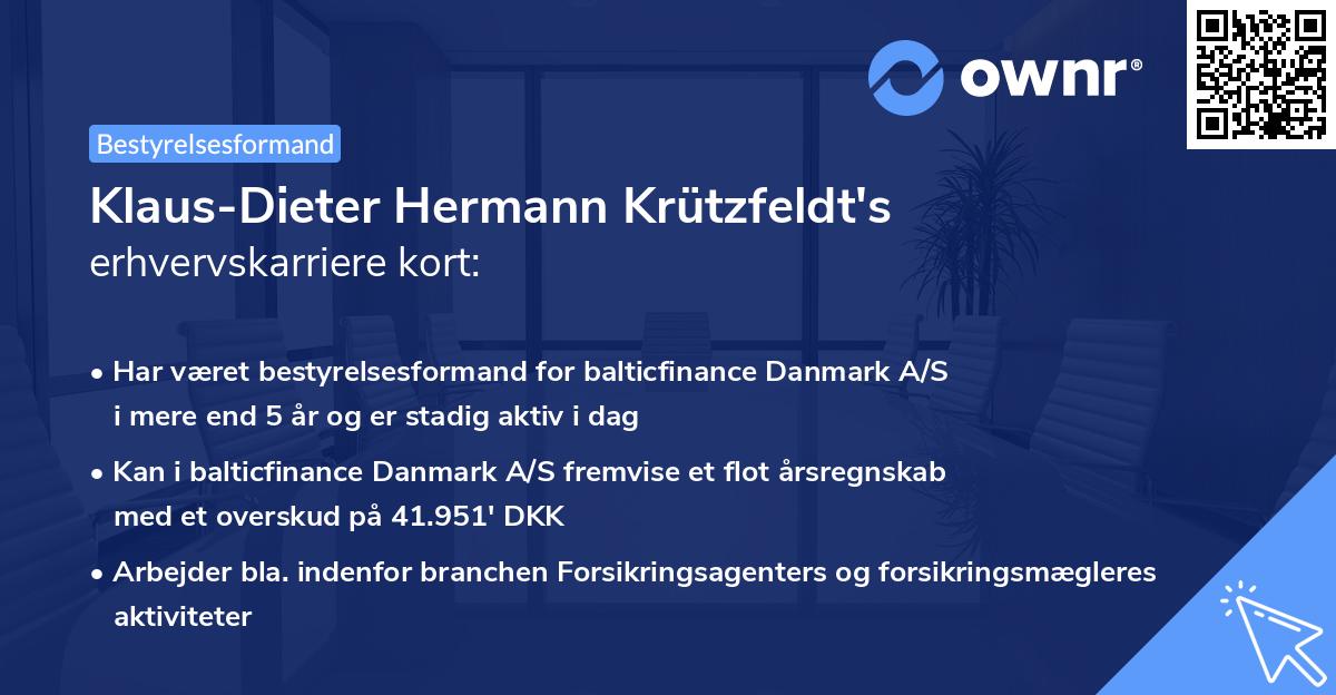 Klaus-Dieter Hermann Krützfeldt's erhvervskarriere kort