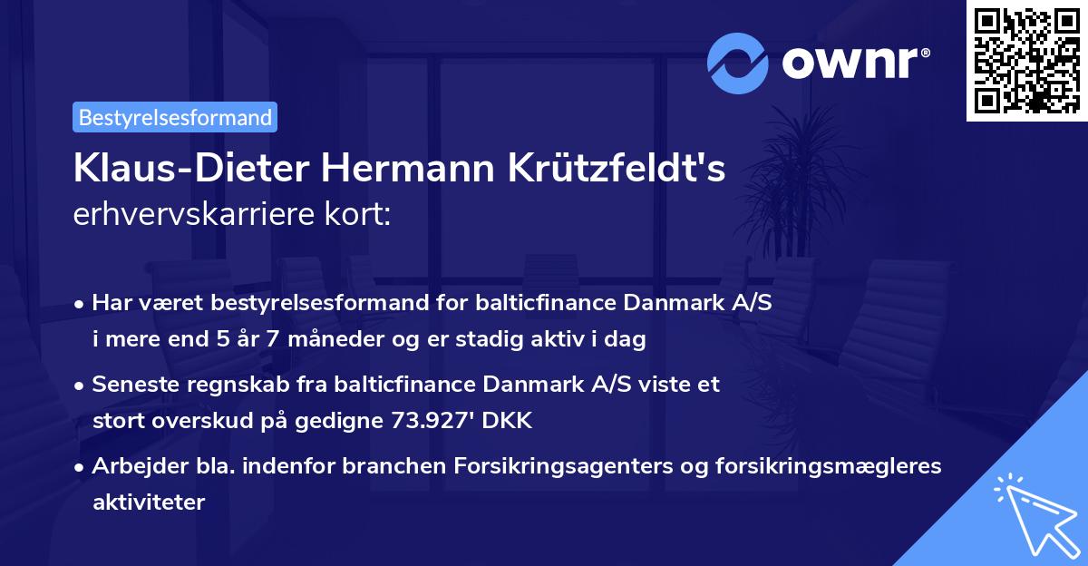 Klaus-Dieter Hermann Krützfeldt's erhvervskarriere kort