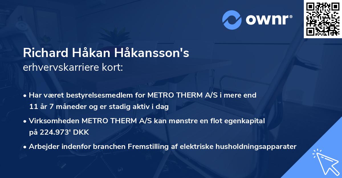 Richard Håkan Håkansson's erhvervskarriere kort