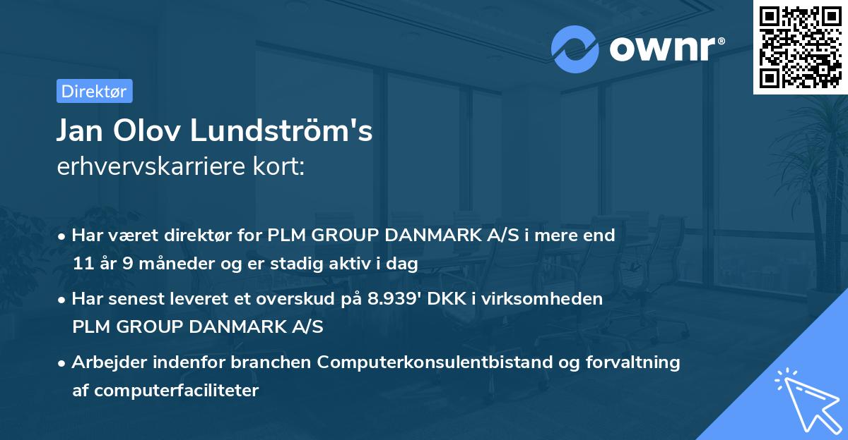 Jan Olov Lundström's erhvervskarriere kort