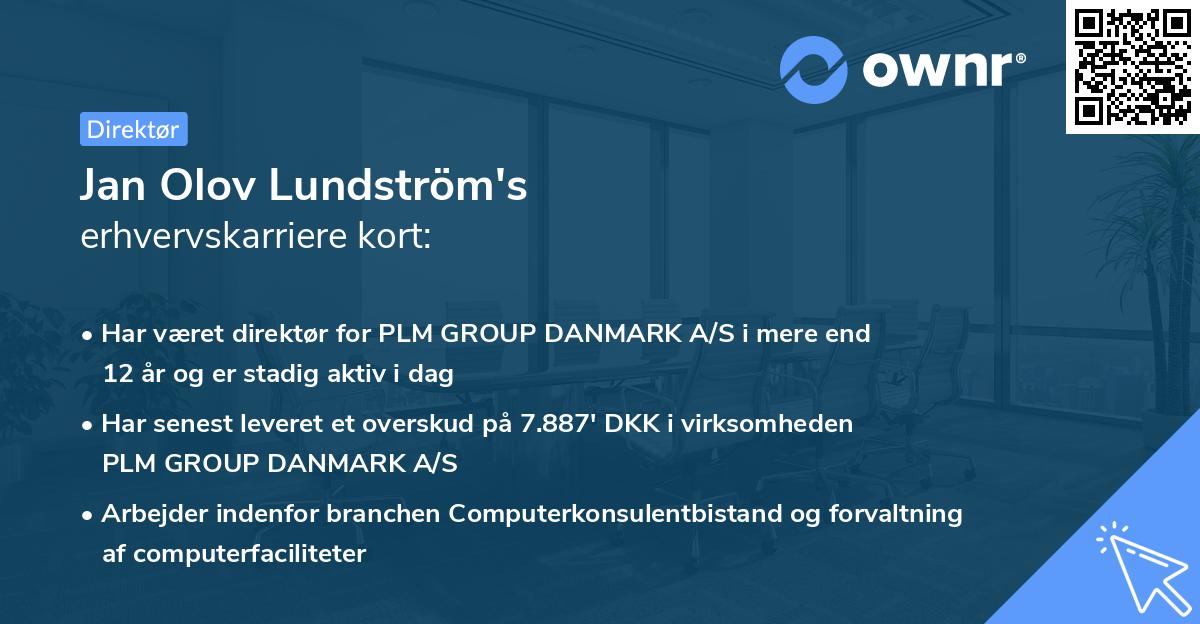 Jan Olov Lundström's erhvervskarriere kort