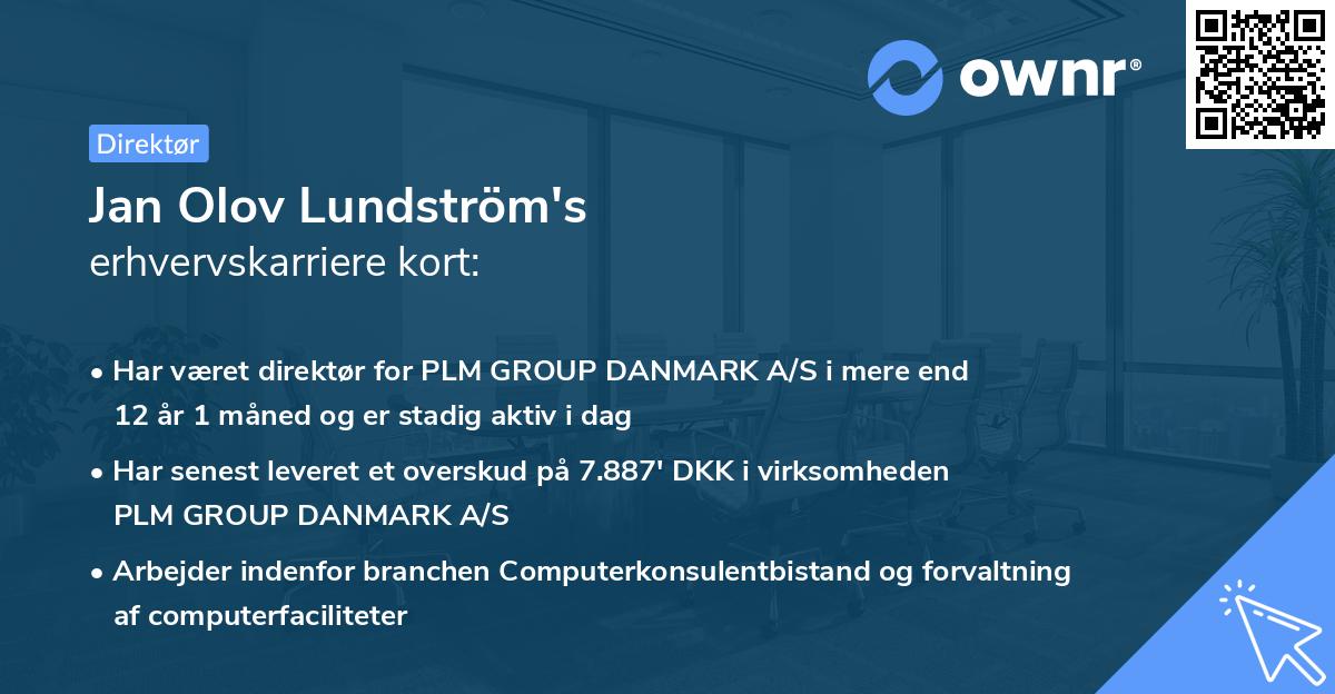 Jan Olov Lundström's erhvervskarriere kort