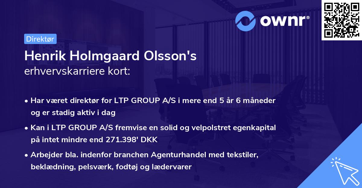 Henrik Holmgaard Olsson's erhvervskarriere kort