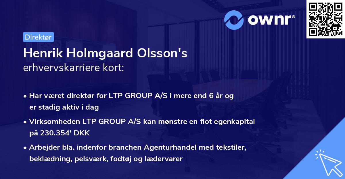 Henrik Holmgaard Olsson's erhvervskarriere kort