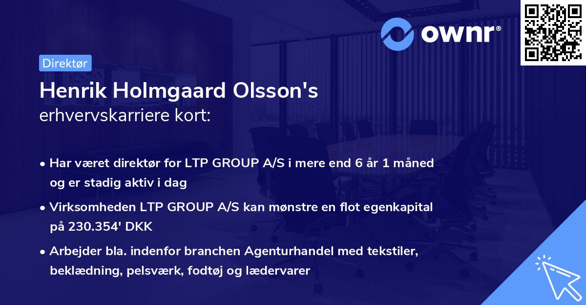 Henrik Holmgaard Olsson's erhvervskarriere kort