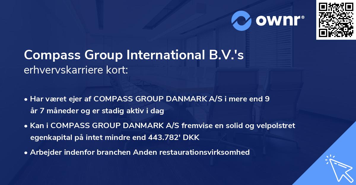 Compass Group International B.V.'s erhvervskarriere kort