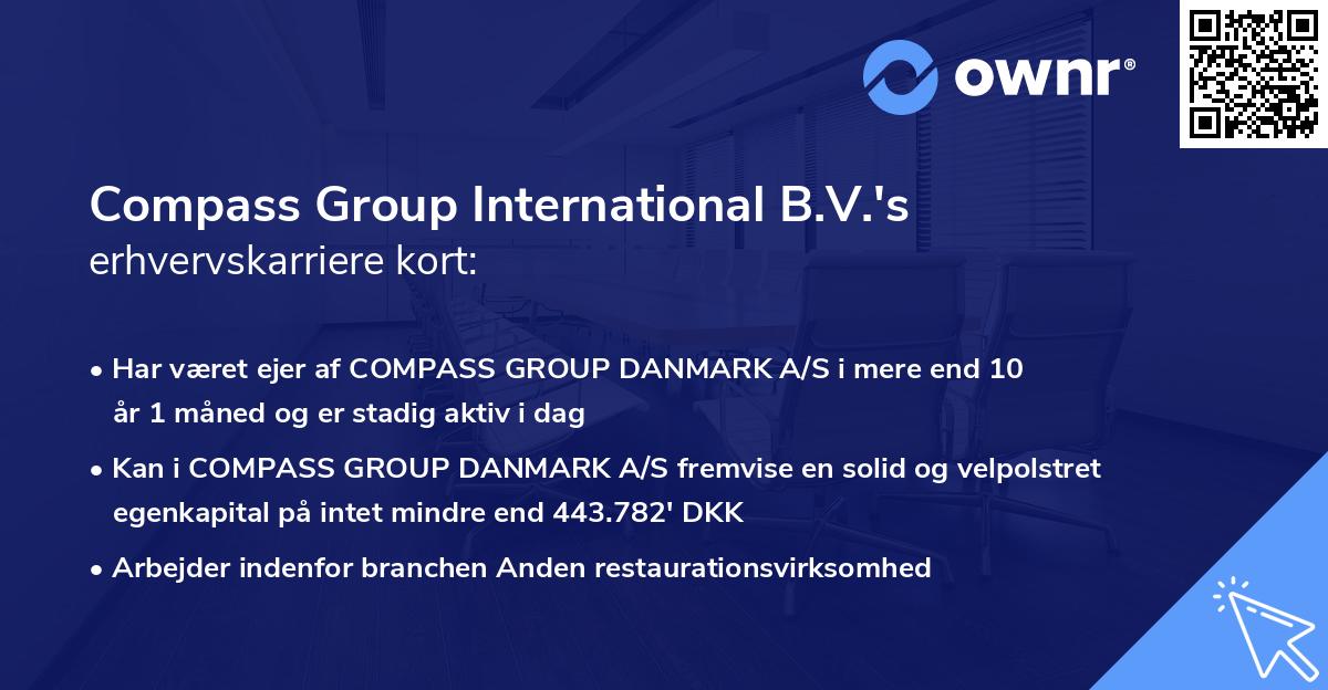 Compass Group International B.V.'s erhvervskarriere kort