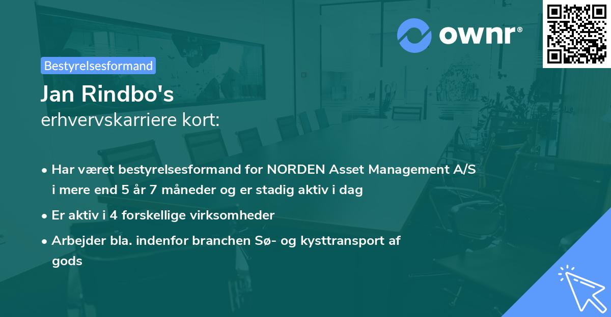 Jan Rindbo's erhvervskarriere kort
