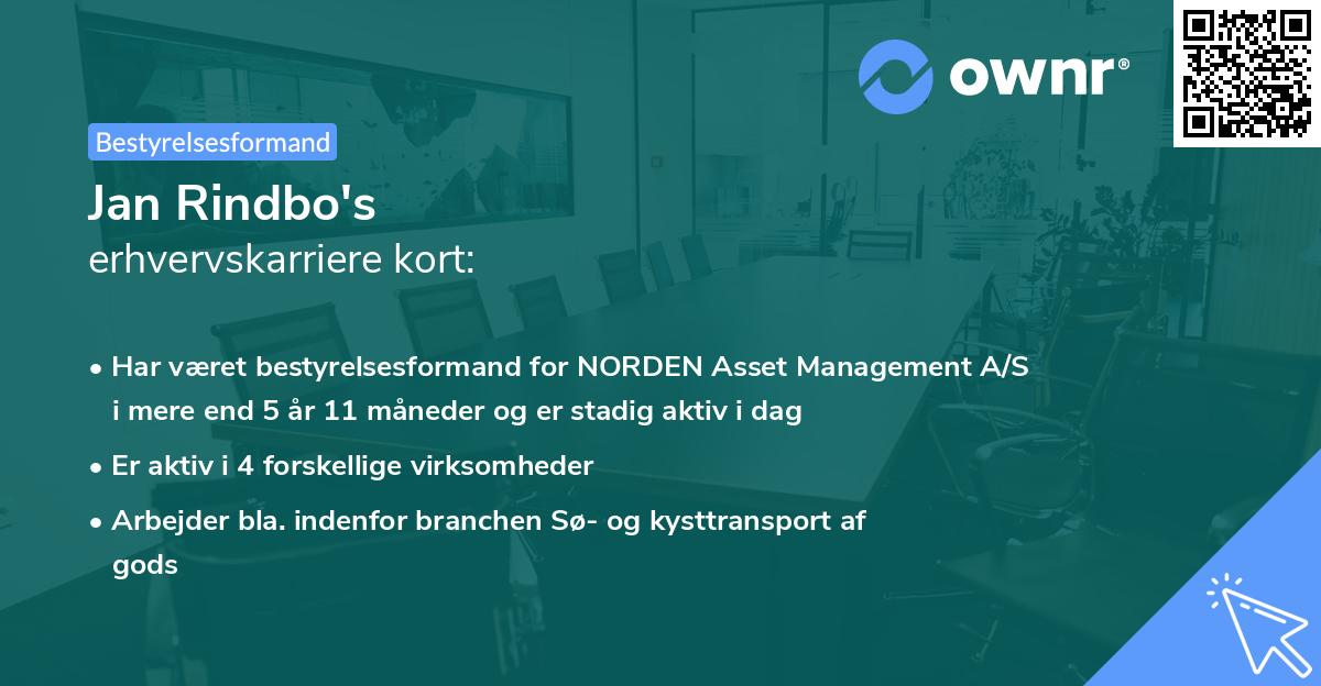 Jan Rindbo's erhvervskarriere kort