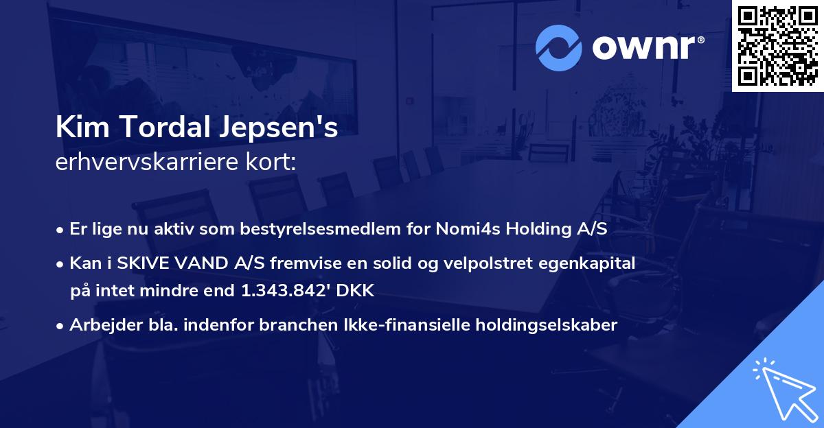 Kim Tordal Jepsen's erhvervskarriere kort