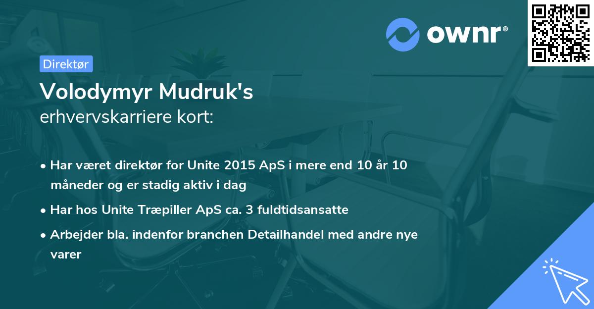 Volodymyr Mudruk's erhvervskarriere kort