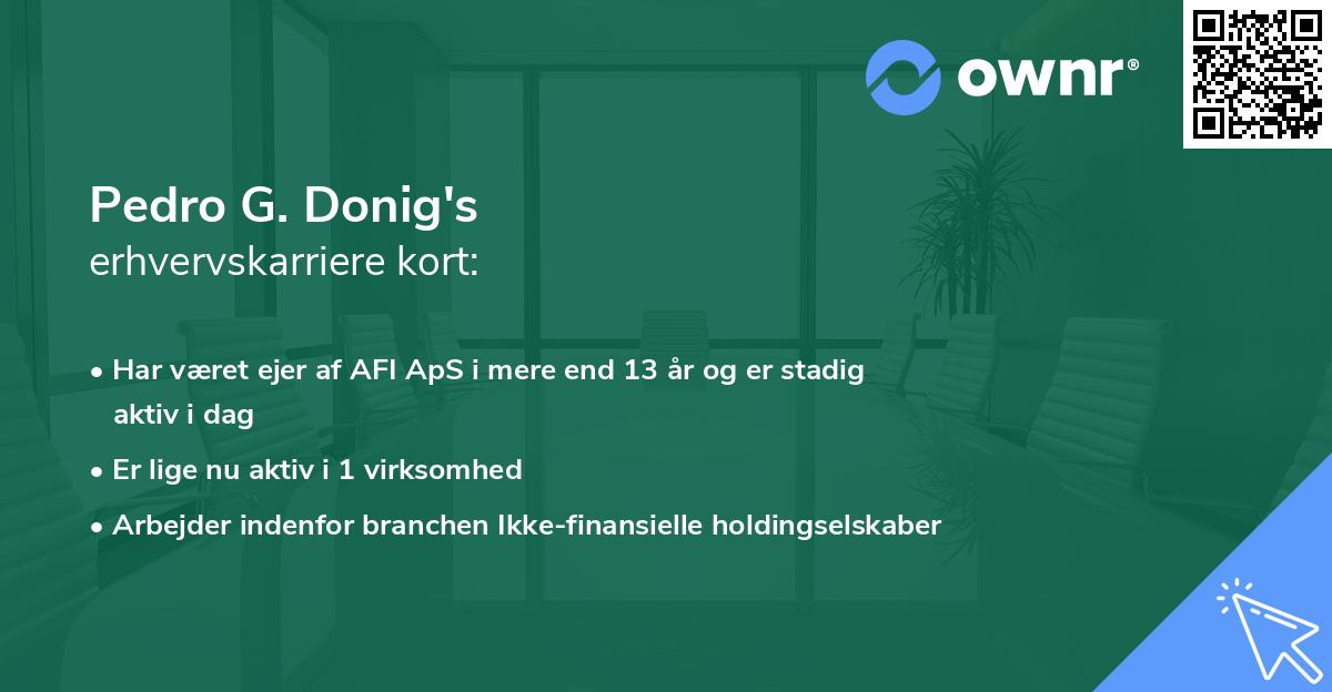 Pedro G. Donig's erhvervskarriere kort