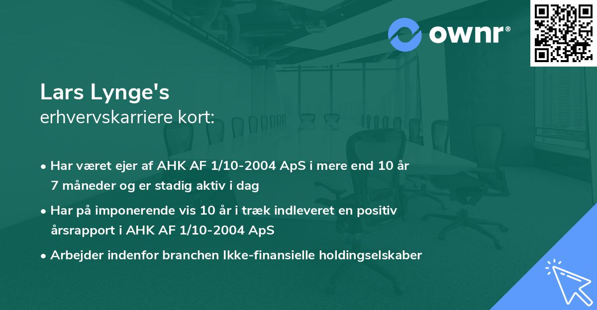 Lars Lynge's erhvervskarriere kort