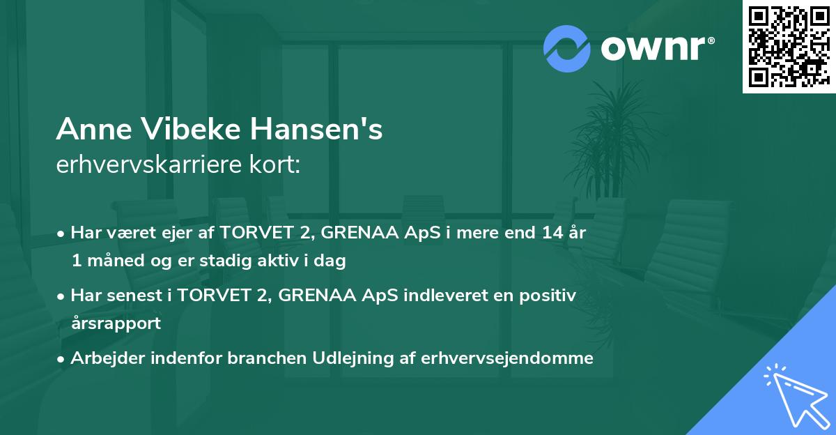 Anne Vibeke Hansen's erhvervskarriere kort