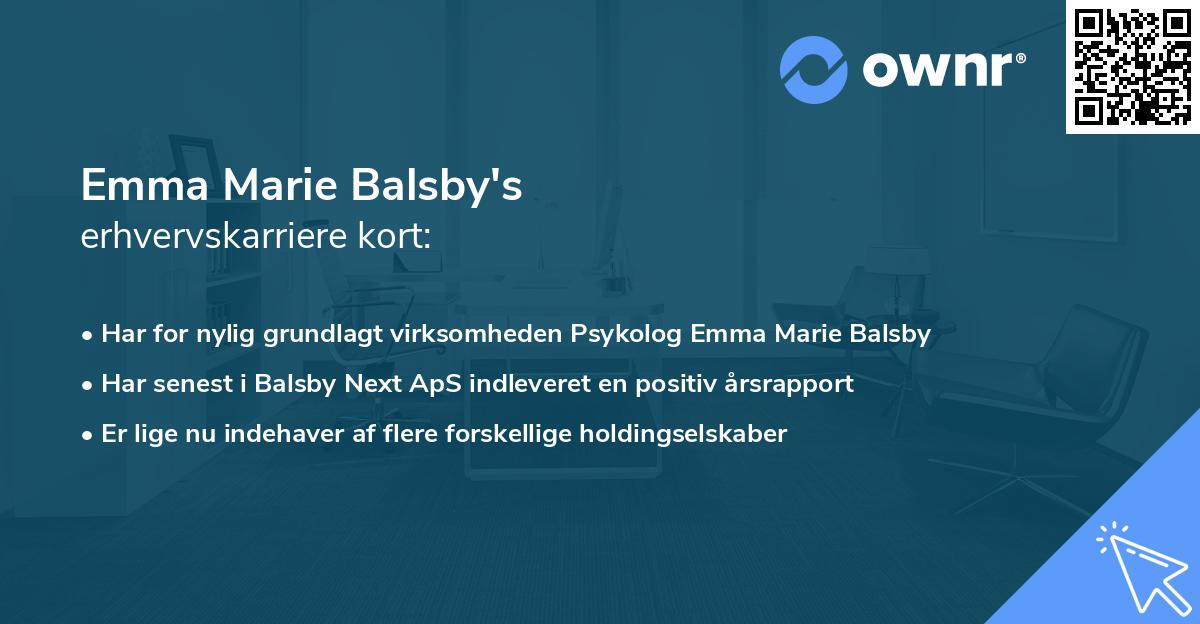 Emma Marie Balsby's erhvervskarriere kort