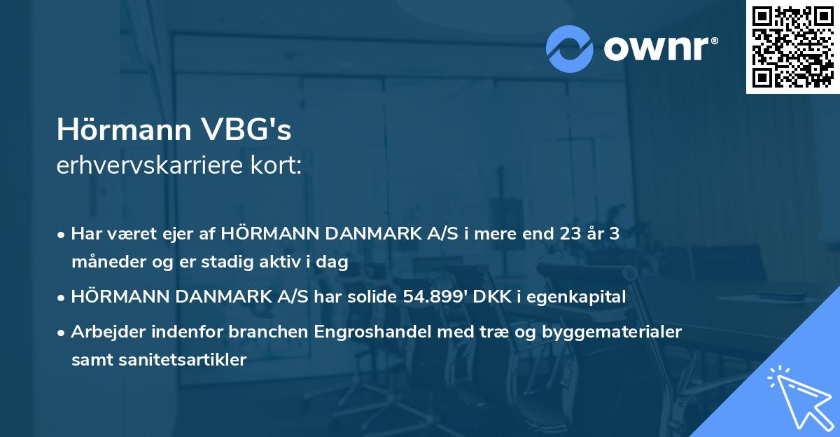 Hörmann VBG's erhvervskarriere kort