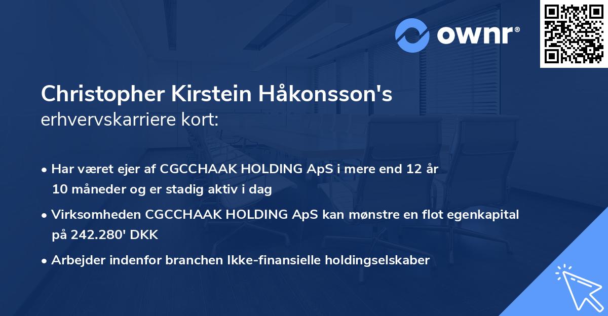 Christopher Kirstein Håkonsson's erhvervskarriere kort