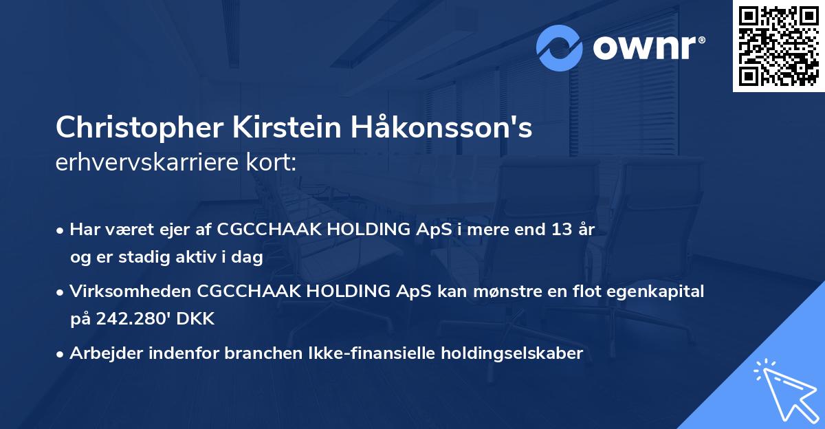 Christopher Kirstein Håkonsson's erhvervskarriere kort