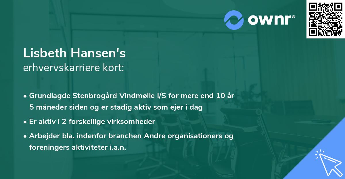 Lisbeth Hansen's erhvervskarriere kort