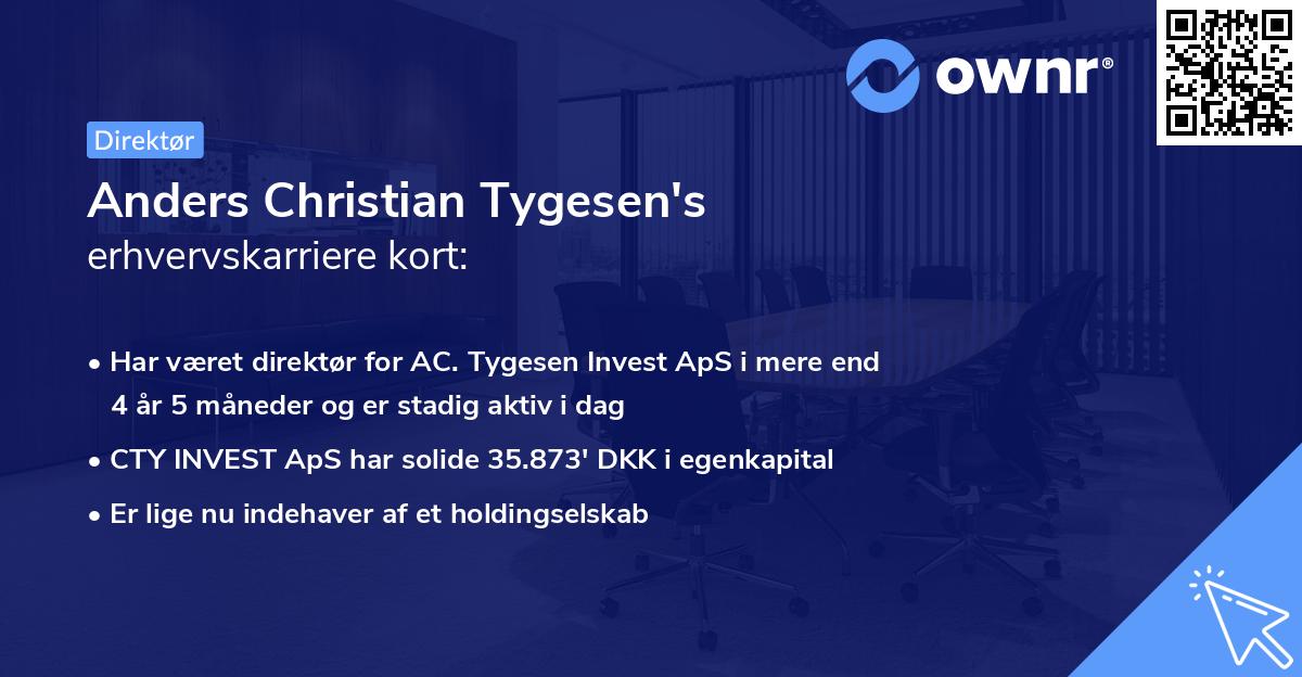 Anders Christian Tygesen's erhvervskarriere kort