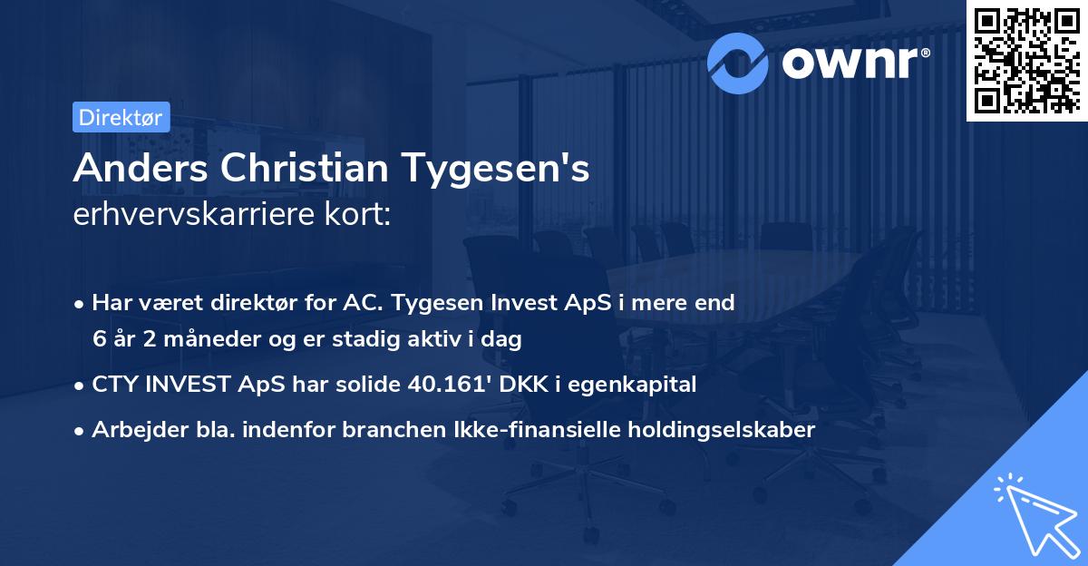 Anders Christian Tygesen's erhvervskarriere kort