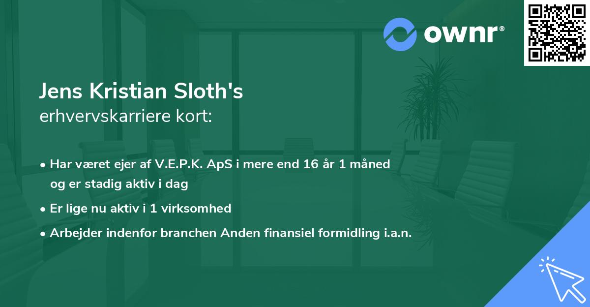 Jens Kristian Sloth's erhvervskarriere kort